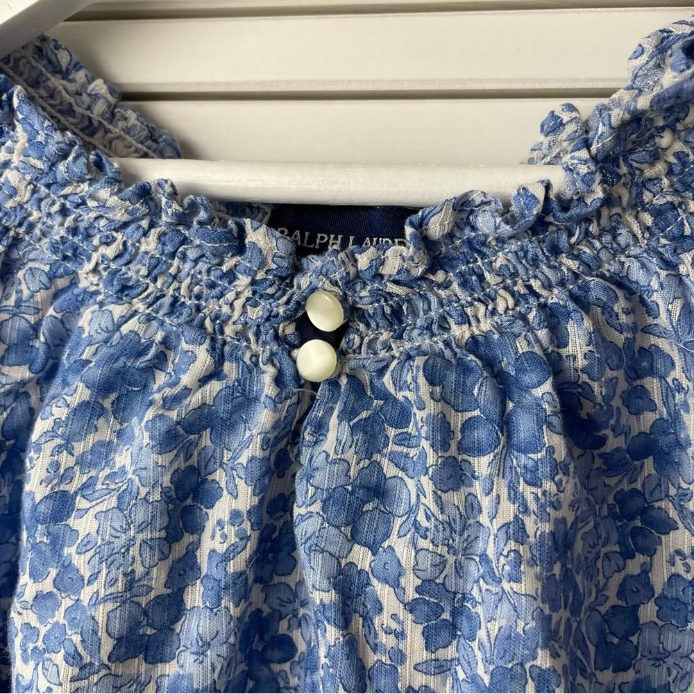 Ralph Lauren Blue Floral Blouse Size 5